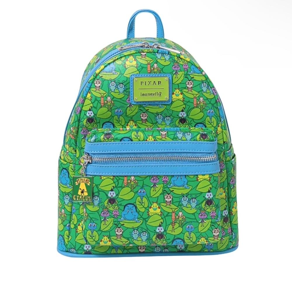 LOUNGEFLY Disney Pixar A Bugs Life AOP | Green & Blue | Flik | NWT